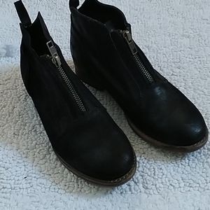 Black leather ankle booties